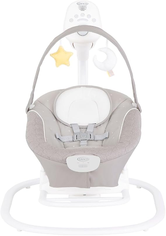 Graco SoftSway 2-in-1 Smart Swing & Rocker with silent magentic motion technology, Suitable from birth to approx. 6 months (9 kg)), Starlight fashion