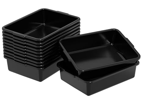 Sadstory 13 L Small Commercial Bus Tub, Plastic Black Bus Tote Bin, 12-Pack