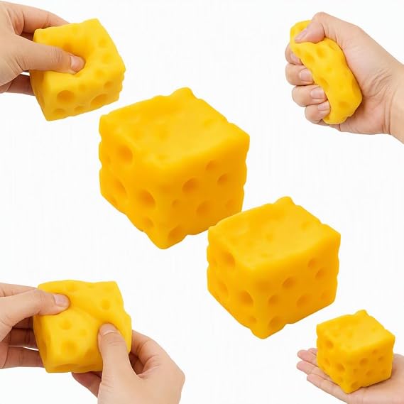 2 Pack Cheese Shaped Stress Relief Toys for Adults, Soft Slow Rebound Squeeze Fidget Toys, Mini Cheese Squishy for Anxiety Relief, Office Desk Decor for Work Break Relaxation