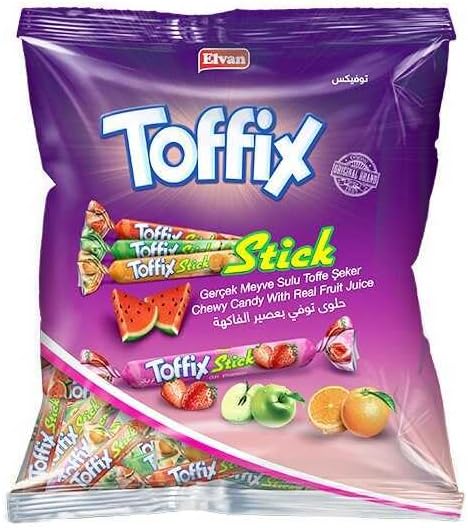 Elvan Toffix Stick Meyveli Mix Şeker 800 Gr. (1 Poşet)