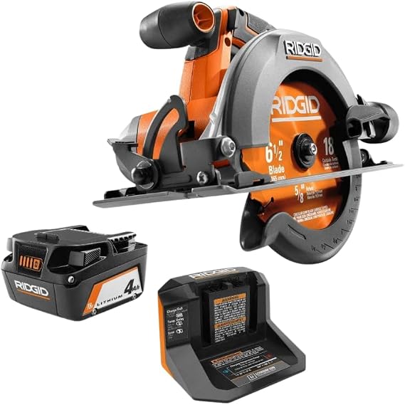 RIDGID 18V Cordless 6-1/2-IN. Circular Saw KIT with 4.0 AH Battery and Charger R8655K