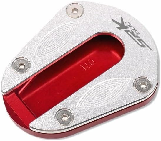 Motorcycle Side Stand Foot Pad Motorcycle Accessories CNC Kickstand Foot Side Stand Extension Pad Support Plate Enlarge for QJMOTO QJSRK600 SRK600 SRK 600, Red