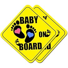 2-Pack Baby On Board Sign Magnets - Cute & Essential Baby Gift - Bright Yellow, Durable & Removable Safety Signs for Car, Truck, Van, Bumper - 5"x5" (yellow)