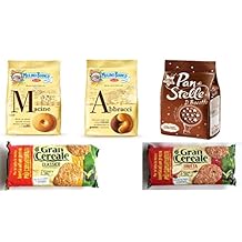 Mulino Bianco:Assorted Biscuits Total 74.07 Ounce (2100g) Pack of 5 [ Italian Import ]