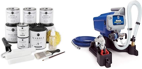 Giani Marble Easy Epoxy Countertop Paint Kit (Carrara White) & Graco Magnum 257025 Project Painter Plus Paint Sprayer, Multicolor