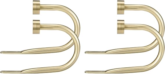 Premium Curtain Holdback, Quality Metal Decorative Curtain Holdbacks with Zinc Alloy Cap Finials,Rust-Proof, Set of 4 Window Curtain Holdbacks,Brass