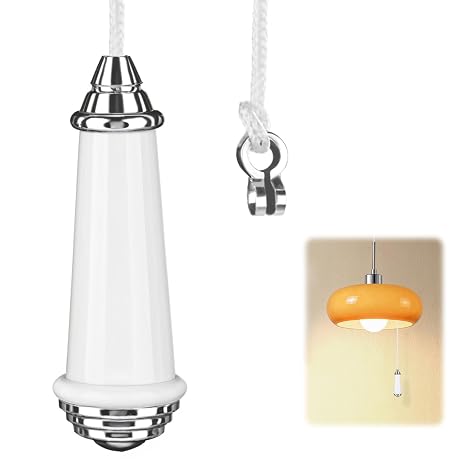 Ceramic Bathroom Light Pull Cord With 150cm Extension Cord And Connector