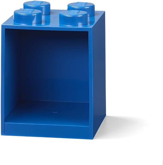 Room Copenhagen LEGO Brick Shelf, 4 Stud, Blue | Stackable Storage Box Wall-Mounted Design 8-Knob Brick Design Open Storage Compartment Toy & Desk Storage