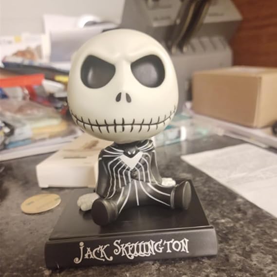Car Dashboard Bobble Head Skellington Jack Doll Decoration Compatible with Festive Gifts and Birthday Cake Decor, Shake Head Toys