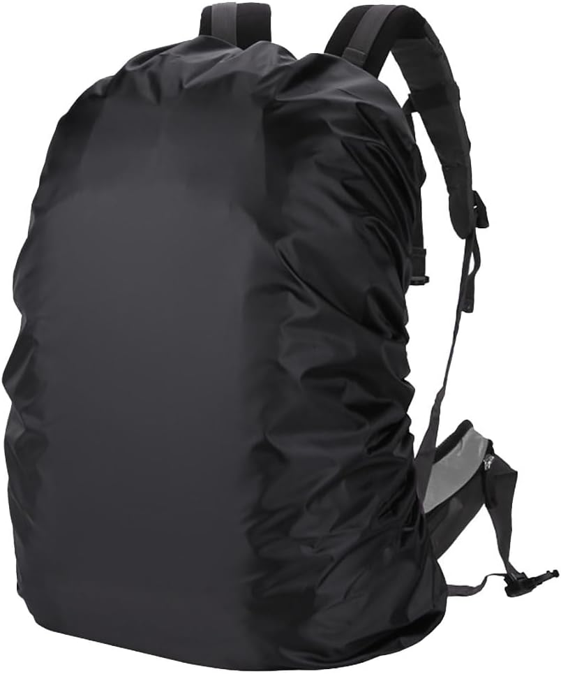 70L Waterproof Backpack Rain Cover Camping Hiking Rucksack Bag Rainproof Cover Foldable Dustproof Backpack Protector for Hiking Camping Cycling Black