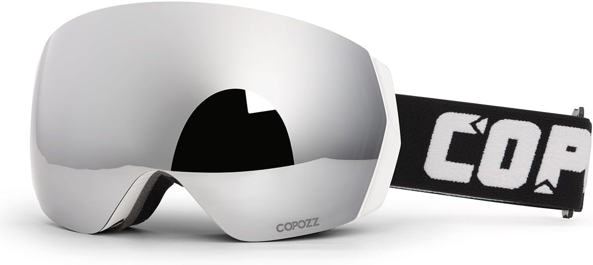 COPOZZ H2 Ski Goggles, Hyperbolic OTG Snow Goggles, Reduce Visual Distortion, UV 400, Snowboard Goggles for Adult Men Women