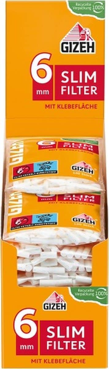 Gizeh 415925001 Slim Filter Diameter 6 mm/Length 15 mm 20 Bags of 120 Pieces.