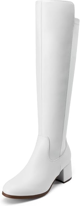DREAM PAIRS Women's Knee High Stretchy Fashion Boots | 2.3-Inch Block Heel, Extra Stretchy Fabric, Smooth Side Zipper, Fall and Winter Comfortable Tall Boots,Rubber Sole