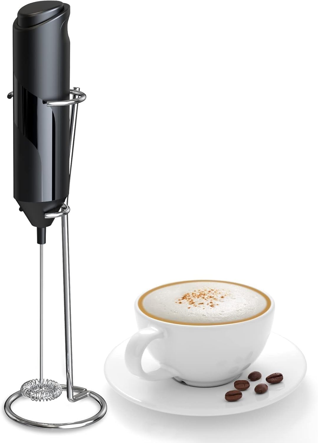 Xspring Electric Milk Foamer, Battery Operated Portable Foamer, Stainless Steel Beverage Mixer, Mini Blender for Coffee, Frappe, Latte, Matcha, Hot Chocolate