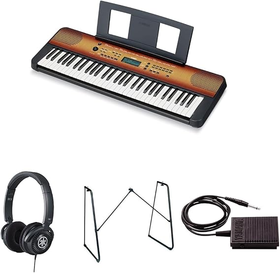 Yamaha Digital Keyboard PSR-E360MA, Maple - Entry-level digital keyboard bundled with HPH-150 Headphones, L-2C Keyboard Stand, and sustain Pedal