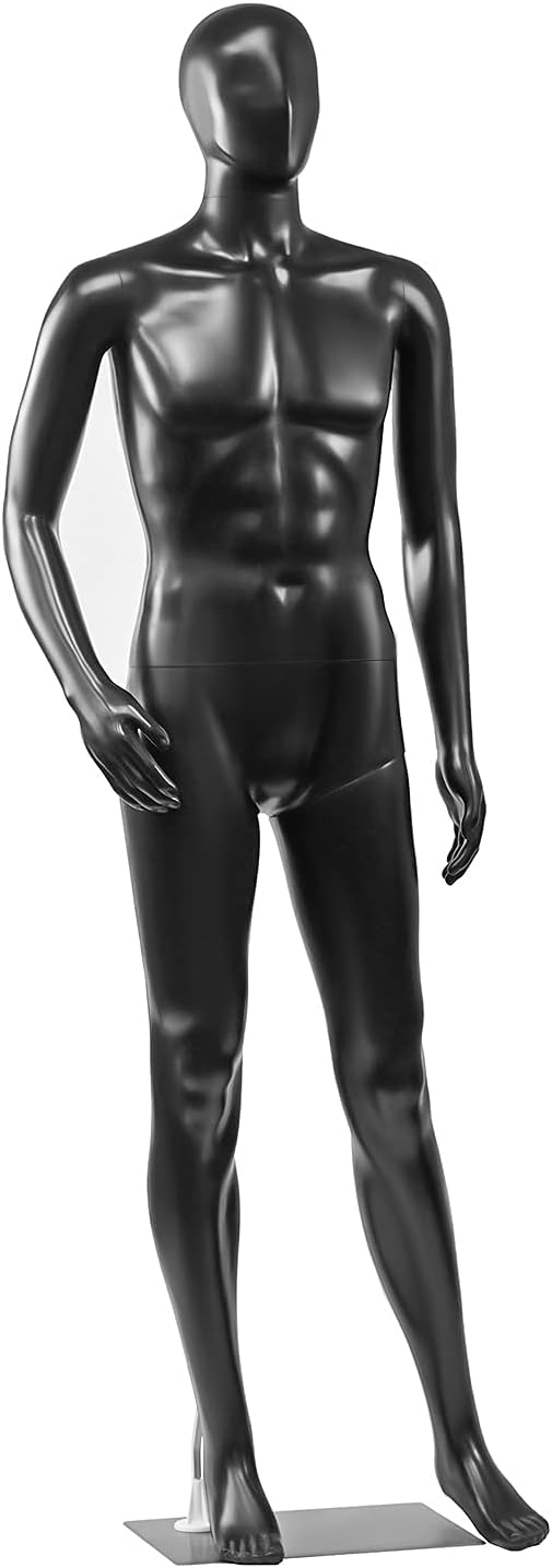 SereneLife Adjustable Male Mannequin Full Body Body-73 Detachable Man Dress Form Whole Figure Poseable Life Size Dummy Torso-for Retail Clothing Shops-SLMAQMLBLK , Black