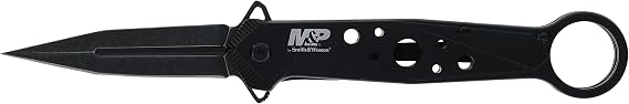 Smith&Wesson M&P Folding Spear Point Featuring 8Cr13MoV Stainless Steel And Ergonomic Finger Loop Designed For EDC And Quick Deployment