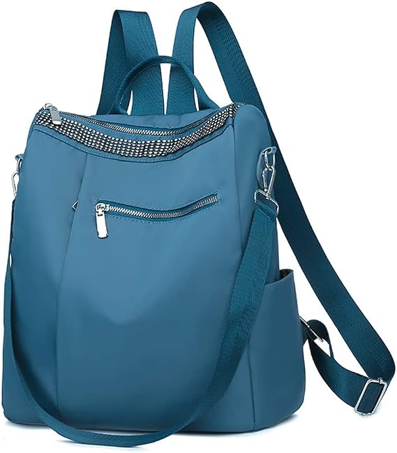 Oxford Cloth Backpack Women's Bag All-match Schoolbag Waterproof Large-capacity Light Leisure Travel Backpack (Color : Blue)
