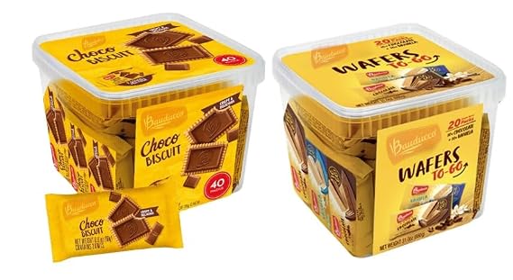 Sandwich and Snacks - Chocolate & Vanilla Wafer Cookies - Convenient Single Serve Wafer Cookies With 3 Layers of Cream - Delicious Sweet Snack on the go or Dessert 28.2oz (Pack of 20) + Choco Biscuit Cookies -Tub 40 pk - Crispy & Delicious - Great for Snacks, Dessert & Lunch Box 2 cookies per pack, individually wrapped, 25.3 oz = Total 60 count