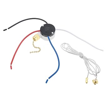 RTNLIT Ceiling Fan Switch ZE-208s Zing Ear E89885 3 Speed 4 Wire Pull Chain Switch with Suspension Rope, Ceiling Fan Light Control Switch Replacement Parts with 4 Pre-Installed Wires, Gold Chain