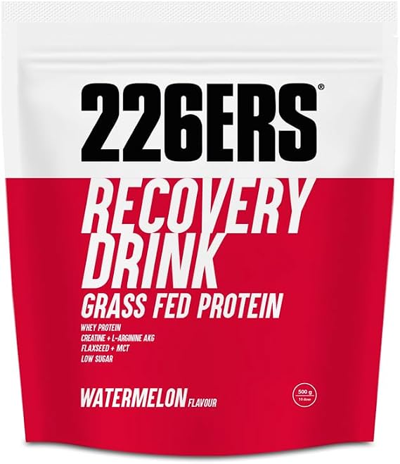 226ERS Recovery Drink Whey Protein with Creatine, Carbohydrates, L-Arginine and MCT, Gluten Free Nutrition Shake, Watermelon - 500 gr | Grass Fed Recovery Protein - 1:1 Protein & Hydrate - Gluten Free & Low Sugar - Palm Oil Free