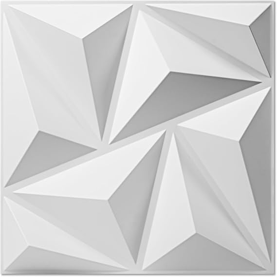 Art3d 20 Pack 3D Wall Panel for Interior Wall Decor White, 19 Sq.Feet PVC Wall Panels, Accent Wall Panels for Living Room Lobby Bedroom Hotel Office, 11.8"x11.8" | Stylish 3D panel for living room and gaming area - on wall or ceiling, covering 1.8 m² area