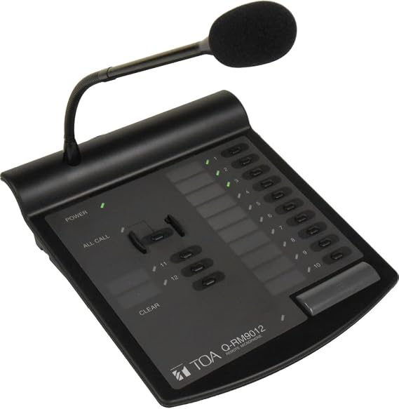 TOA Q-RM9012PS Remote Paging Microphone, Announcement to the Selected Zones Out of a Maximum of 12 Zones, an All-Call Button for Selecting All Zones, LED Indicator for Each Selector