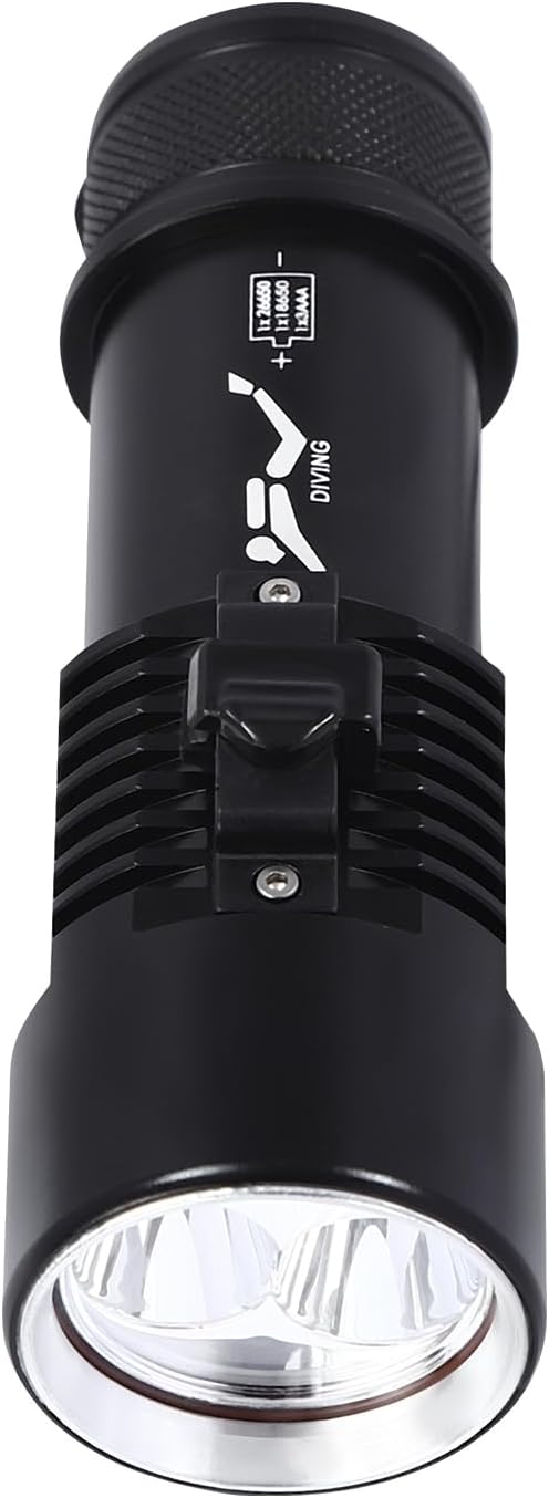 Dive Light, Diving Flashlight Rechargeable Dual-Color Adjustable, IP88 Waterproof Diving Torch 110 Wide Beam with 5000mAh Battery 328ft Applicable Dive Deepth for Underwater Diving Camping Fishing
