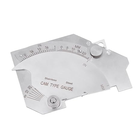 Bridge Cam Gauge, Versatile Stainless Steel Welding Inspection Tool Measures Angle Undercut Fillet Size Misalignment Dual Scale 0 to 60 Degree 50mm 2 Inch 1 Pack