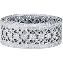 CraftyCrocodile Metal Ribbon for Decor Craft - Decorative Silver Trim for Crafting - 1 1/4" x 3 Yards Long