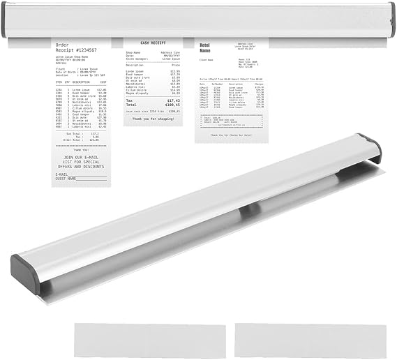 8.3 inch Restaurant Ticket Holder, Aluminum Ticket Rack Receipt Holder Spike for Kitchen, Wall Mounted Bill Order Display Rail, Slide Check Organizer Accessories for Commercial Cafe Pub Bar Office