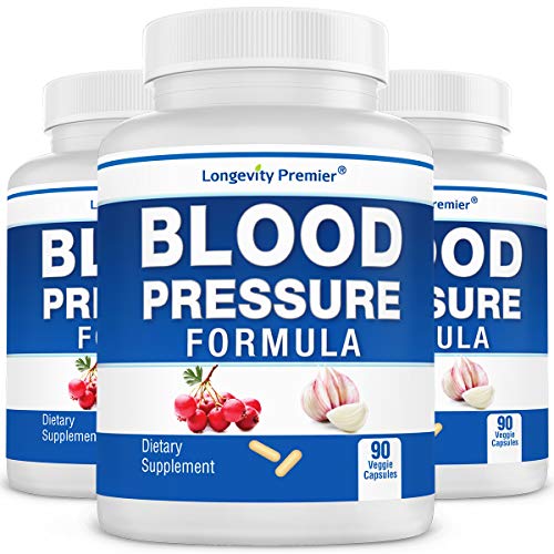 [3-Bottle Value Pack] Longevity Blood Pressure Formula - with 12 Natural Herbs. Dietary Support Supplement