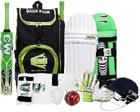 CW Bullet Left Hand Men Cricket Set Adult Size Complete Cricket Kit Include Full Size Bat Protective Gears Cricket Set Senior Lower Body Guard Elbow Protector All Things Full Size Backpack Kit Bag