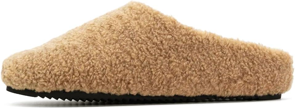 Womens Faux Sherpa Slippers Slip-On House Shoes with Plush Cushion Insole Rubber Sole Cozy Indoor Outdoor Warm Mules