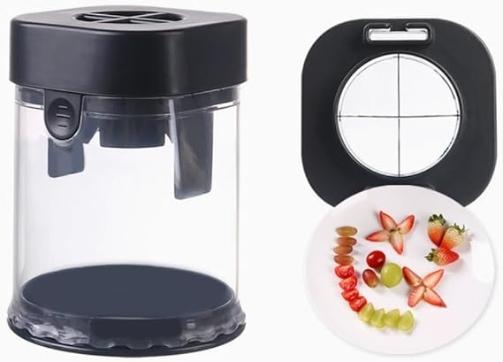 Strawberry Slicer-halteoly Grape Cutter,Fruit Cutter for kitchen gadgets,cherry tomato strawberry slicer,Grape Press Fruit Slicer (Black)