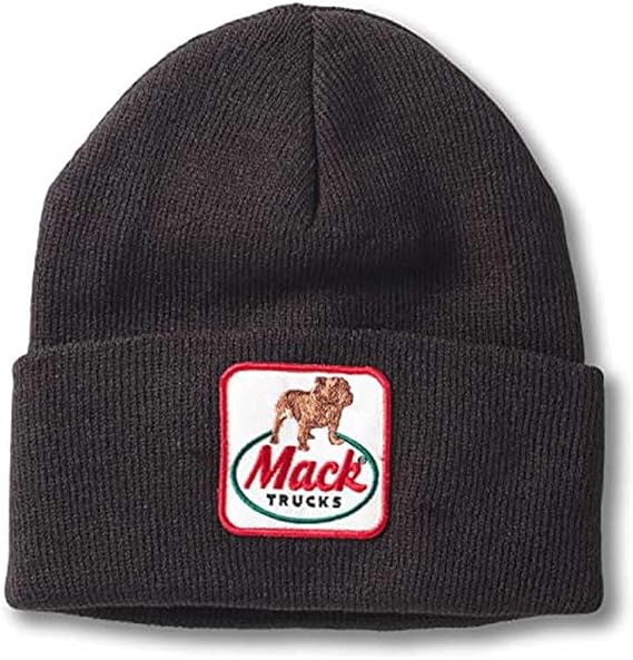 AMERICAN NEEDLE Mack Truck Unisex Cuffed Beanie Hat, Cuffed Knit Collection Headwear, Black (21020A-MACKT-BLK)
