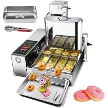 Automatic Donut Maker 1750pcs/h Commercial 4 Rows Auto Doughnut Making Machine with Control Panel Auto Flip Adjustable Thickness Donut Fryer(4row)