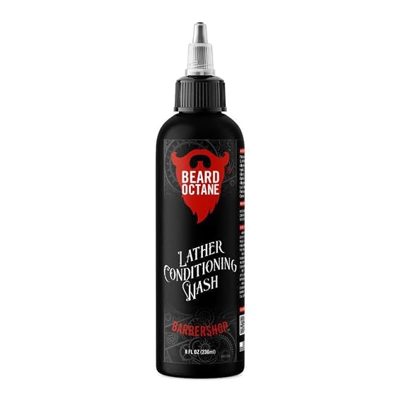 Beard Octane Beard Wash for Men Barbershop (Barbershop Cologne) Gentle Daily Beard Shampoo with Shea Butter Cleans Without Drying 8oz