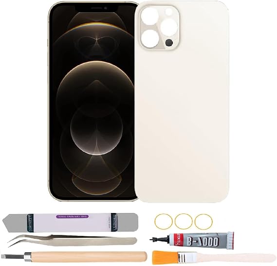 Back Rear Glass Cover Replacement Compatible with iPhone 12 Pro Max 6.7 inches with Repair Tool Kits (Gold)