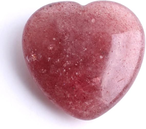 1Pc Natural Crystal Heart Shape Pendant Amethyst/Fluorite Gemstone Necklace Gift,3cmstrawberry quartz