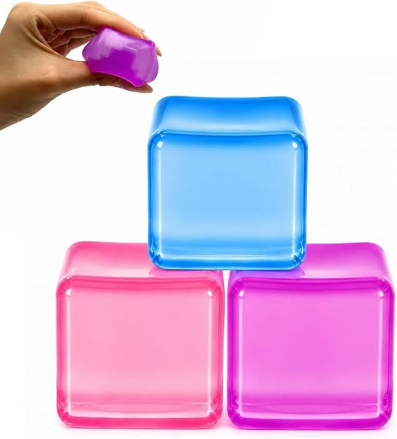 3Pack Ice cube stress ball,small cube fidget toys,squishy cube for anxiety relief stress reliever,stress relief toys for adults kids children teens