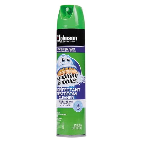 Scrubbing Bubbles 313358 Multi Surface Bathroom Cleaner, Clean Fresh Scent, 25 Oz Aerosol Can, 12/carton