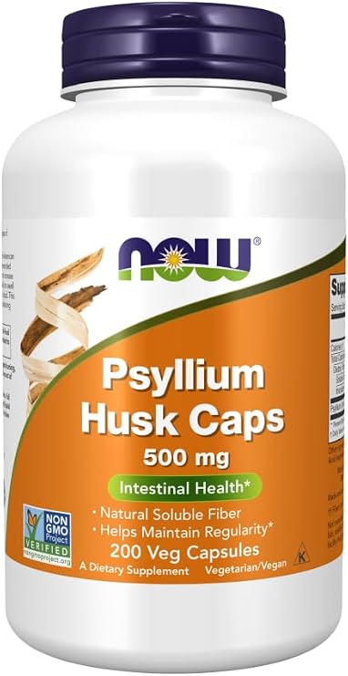 NOW Foods Psyllium Husk 500 mg 200 Capsules (Pack of 2)