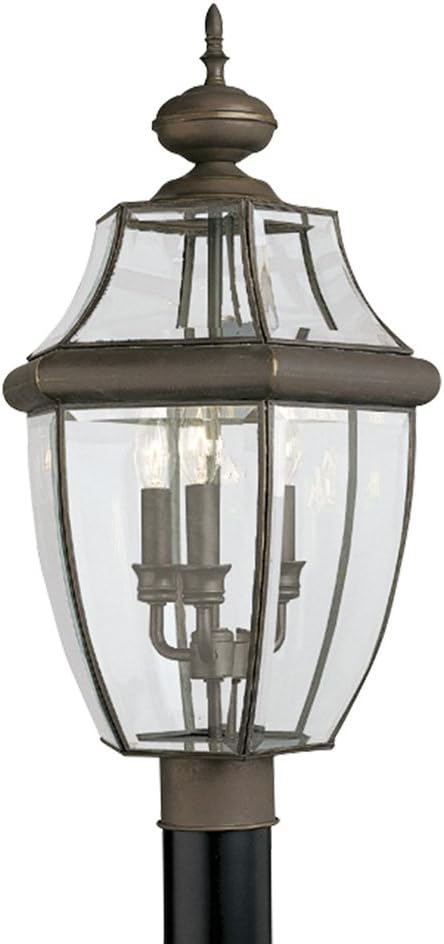 Generation Lighting 8239-71 Lancaster Traditional Three - Light Outdoor Light Post Outside Fixture, Antique Bronze Finish, 1-Light, cETL Listed, Safety Rated for Wet Locations
