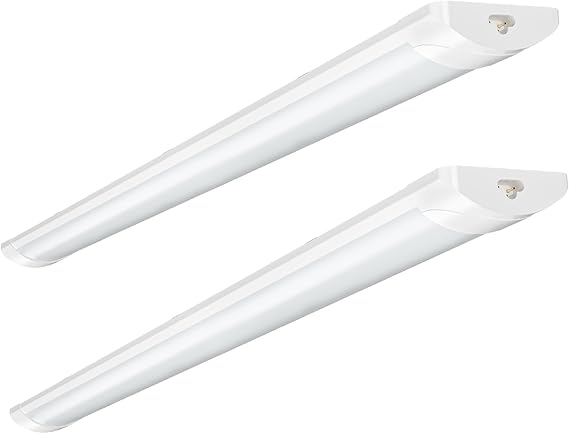 2 Pack 3FT 90cm LED Batten Light,6500K Daylight LED Tube Light,30W Linkable Fluorescent Lights,3000LM Super Bright Strip Lights,Hanging or Surface Mounted Ceiling Lighting for Office Garage Workshop [Energy Class F]