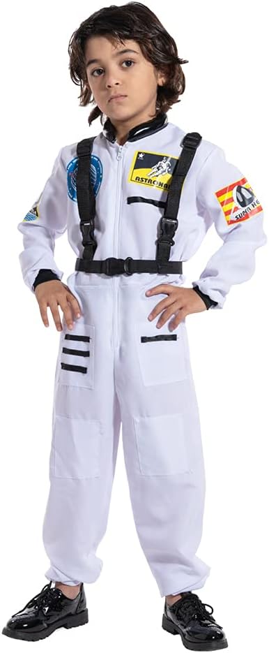 EraSpooky Kids Astronaut Costume Space Suit Jumpsuit for Boys Girls Spacemen Outfit for Halloween
