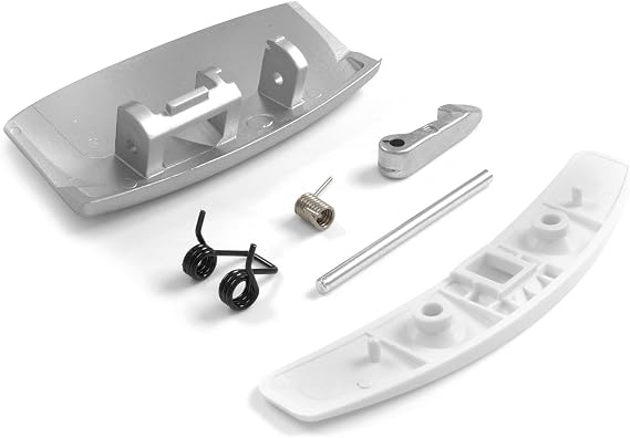 Silver Door Handle Kit for AEG Lavamat, Electrolux L14820, Husqvarna QW1460HT Complete Replacement Set with Latch, Springs, Pin Part 4055085551/50277722000