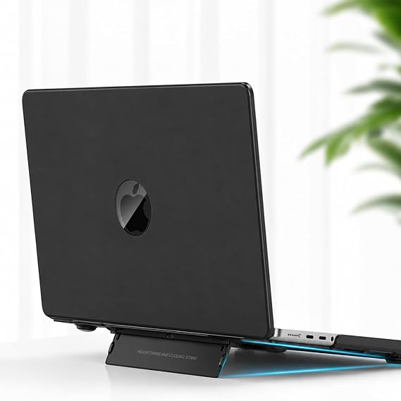 McStorey MacBook Air 13.6 İnç Kılıf M2 M3 M4 M5 Uyumlu, Mat Şeffaf Parmak İzi Bırakmaz PC Hardcase, Gizli Katlanabilir Standlı, Havalandırmalı İnce Koruyucu (A2681/A3113/A3240/A3449) Siyah