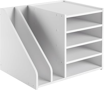 Desk Organizers and Accessories, File Organizer for Desk, 5-Tier Paper Letter Tray with File Holder, Desktop Organizer for Office Supplies, Office Desk Accessories (Black)