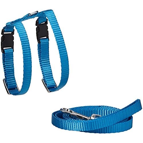 Marshall Ferret Harness and Lead Set 48 Blue Color Adjustable 38 Flat Nylon with Quick-Snap Buckles Escape-Resistant Design Lead Included
